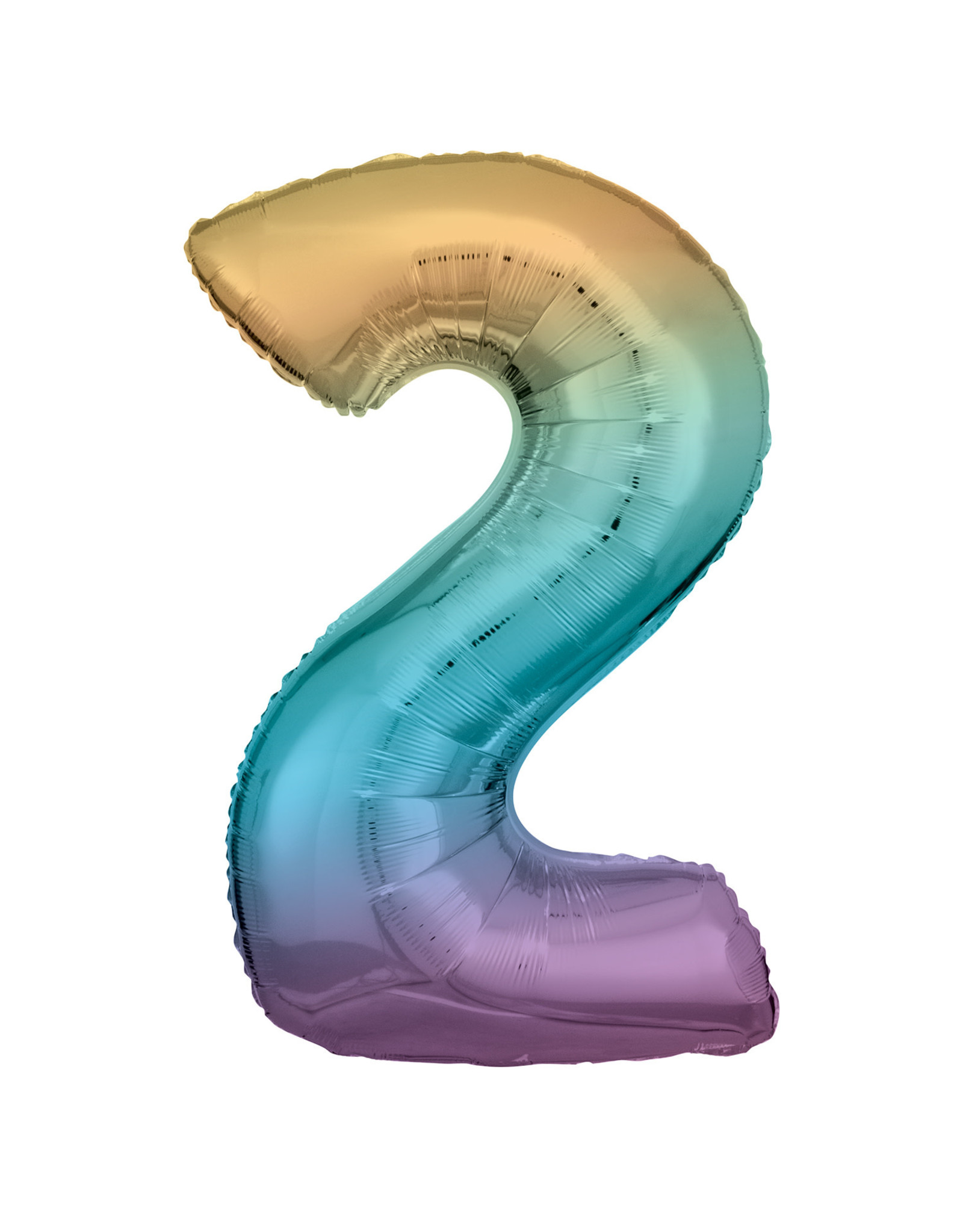 Folieballon pastel regenboog cijfer 2 86 cm