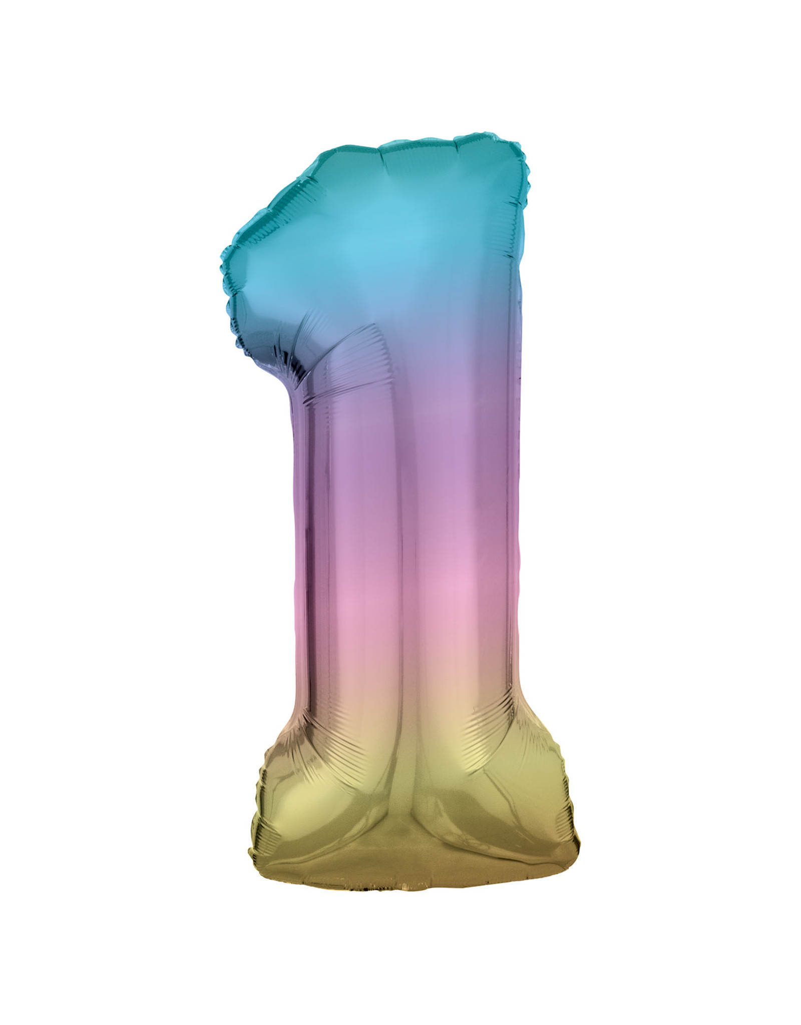 Folieballon pastel regenboog cijfer 1 86 cm
