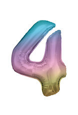 Folieballon pastel regenboog cijfer 4 86 cm Folieballon pastel regenboog cijfer 4 86 cm