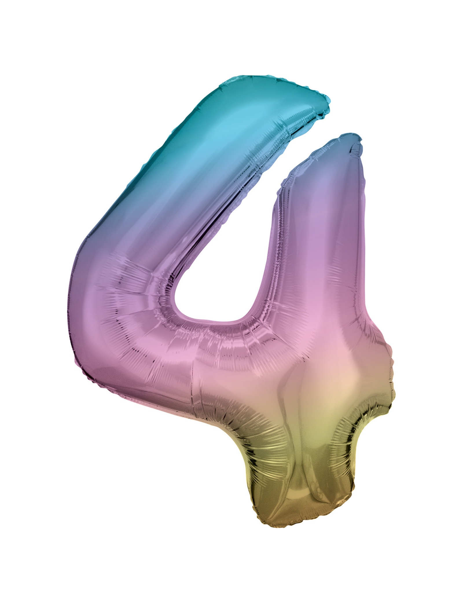 Folieballon pastel regenboog cijfer 4 86 cm