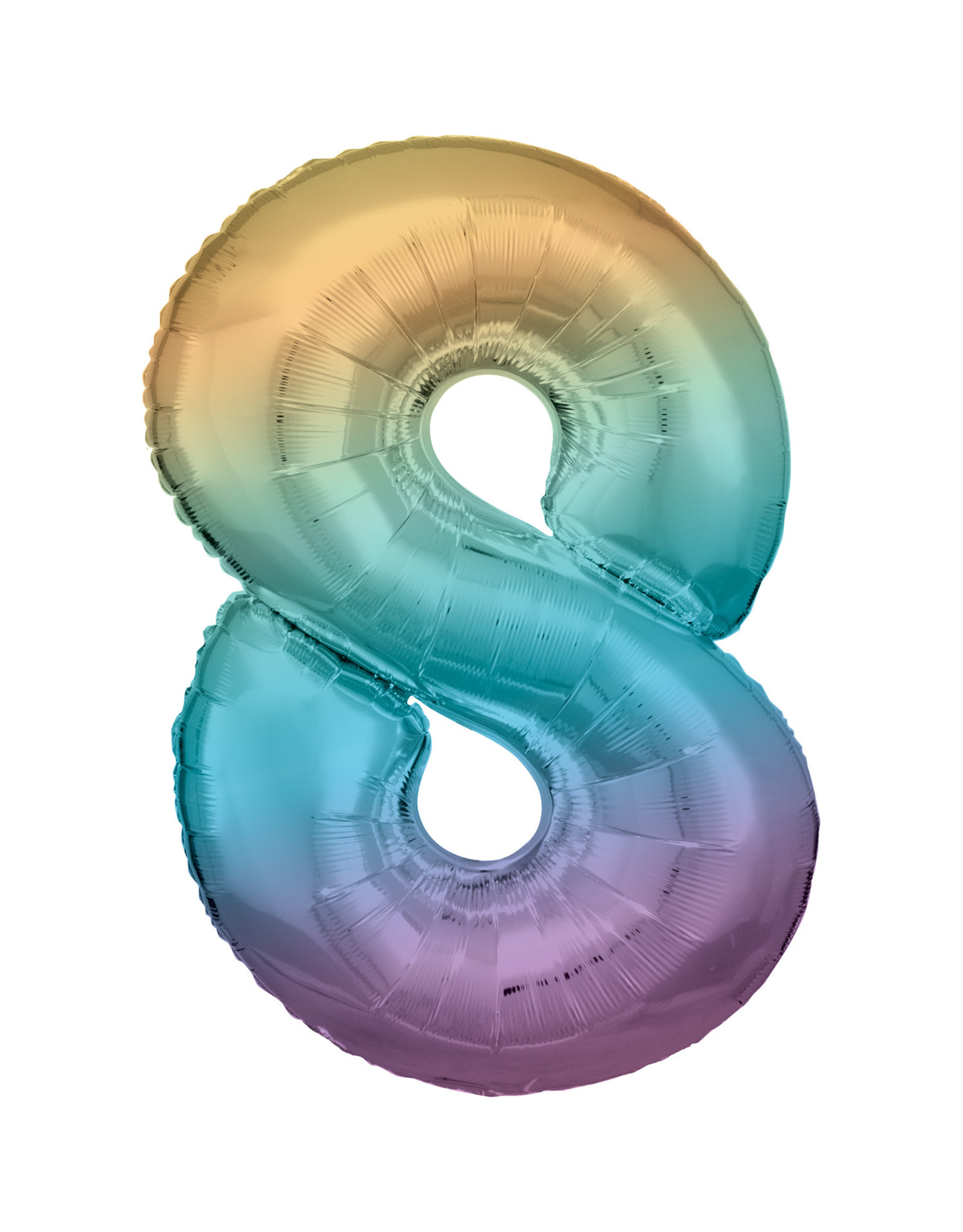 Folieballon pastel regenboog cijfer 8 86 cm