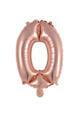 Folieballon rose goud cijfer 0 40 cm Folieballon rose goud cijfer 0 40 cm