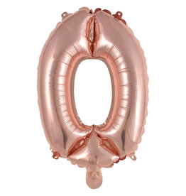 Folieballon rose goud cijfer 0 40 cm