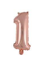 Folieballon rose goud cijfer 1 40 cm Folieballon rose goud cijfer 1 40 cm