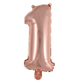 Folieballon rose goud cijfer 1 40 cm