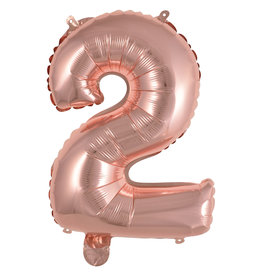 Folieballon rose goud cijfer 2 40 cm