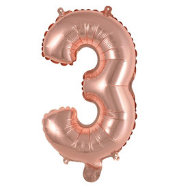 Folieballon rose goud cijfer 3 40 cm