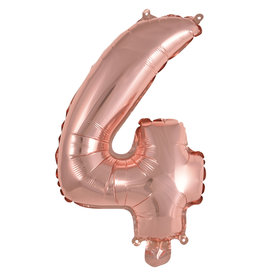 Folieballon rose goud cijfer 4 40 cm
