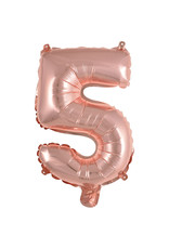 Folieballon rose goud cijfer 5 40 cm