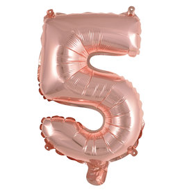 Folieballon rose goud cijfer 5 40 cm