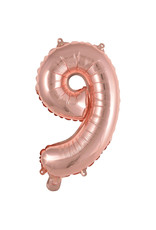 Folieballon rose goud cijfer 9 40 cm Folieballon rose goud cijfer 9 40 cm