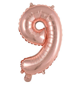 Folieballon rose goud cijfer 9 40 cm