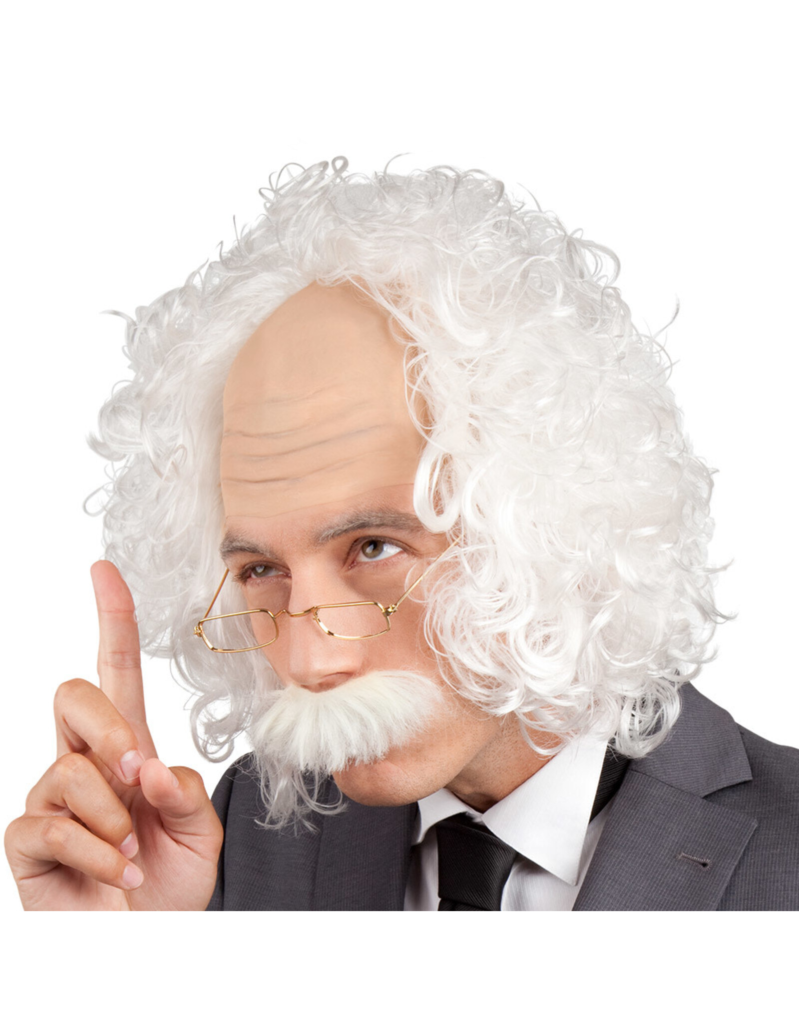Boland pruik professor (inclusief snor en bril)