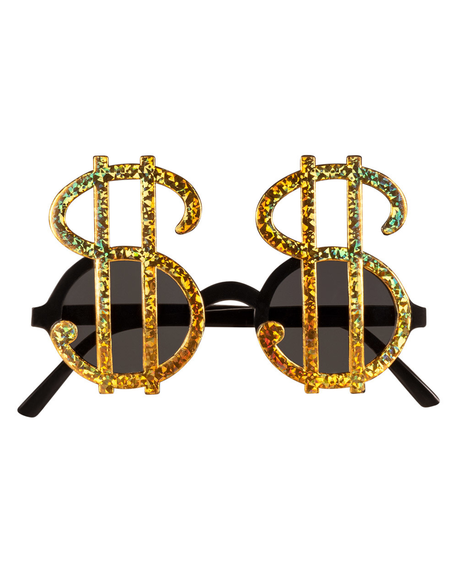 Boland partybril dollartekens zwart/goud