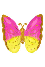 Folieballon supershape vlinder geel/roze/goud 63 x 63 cm