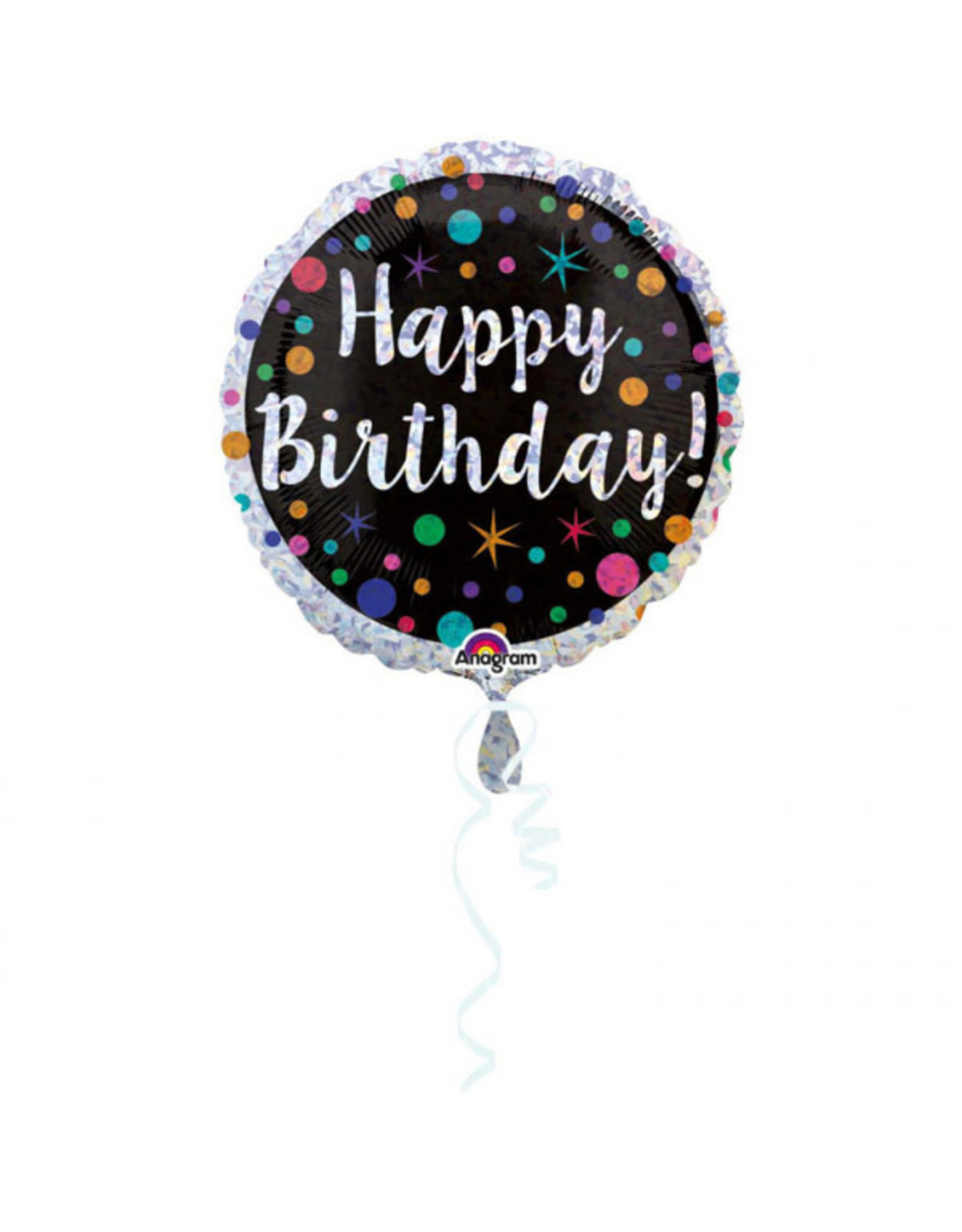 Folieballon polka dot birthday 45 cm