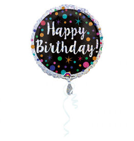 Folieballon polka dot birthday 45 cm
