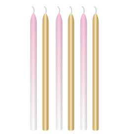 Amscan verjaardag kaarsen XL roze/goud 6-delig