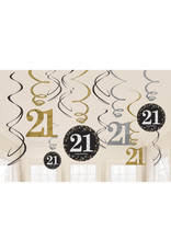 Amscan sparkling hangdecoratie 21 jaar zwart/zilver