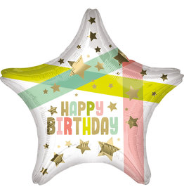 Amscan folieballon ster happy birthday gold stars 48 cm