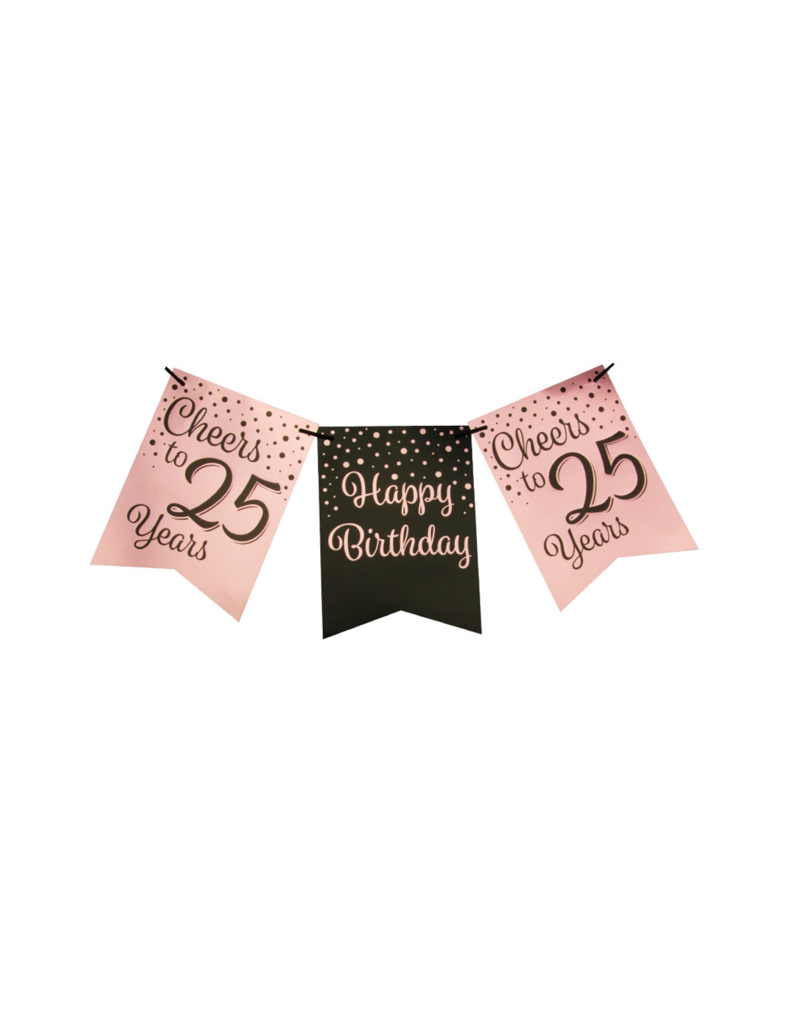 Party flag banner rose gold/black cheers to 25 years 6 meter