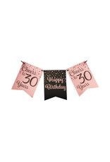 Party flag banner rose gold/black cheers to 30 years 6 meter