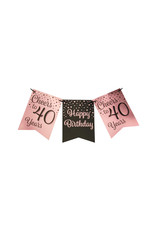 Party flag banner rose gold/black cheers to 40 years 6 meter