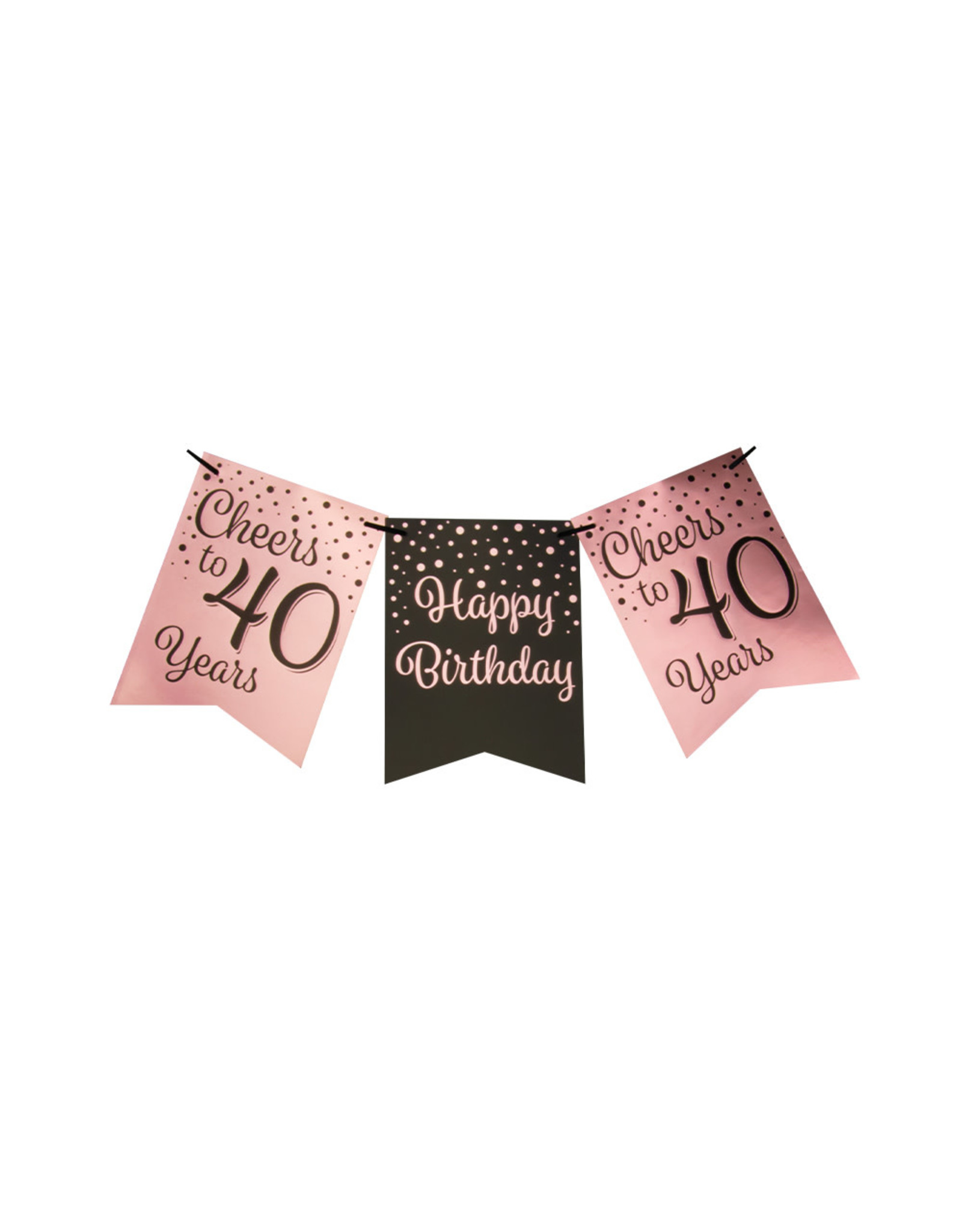 Party flag banner rose gold/black cheers to 40 years 6 meter