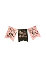 Party flag banner rose gold/black cheers to 60 years 6 meter