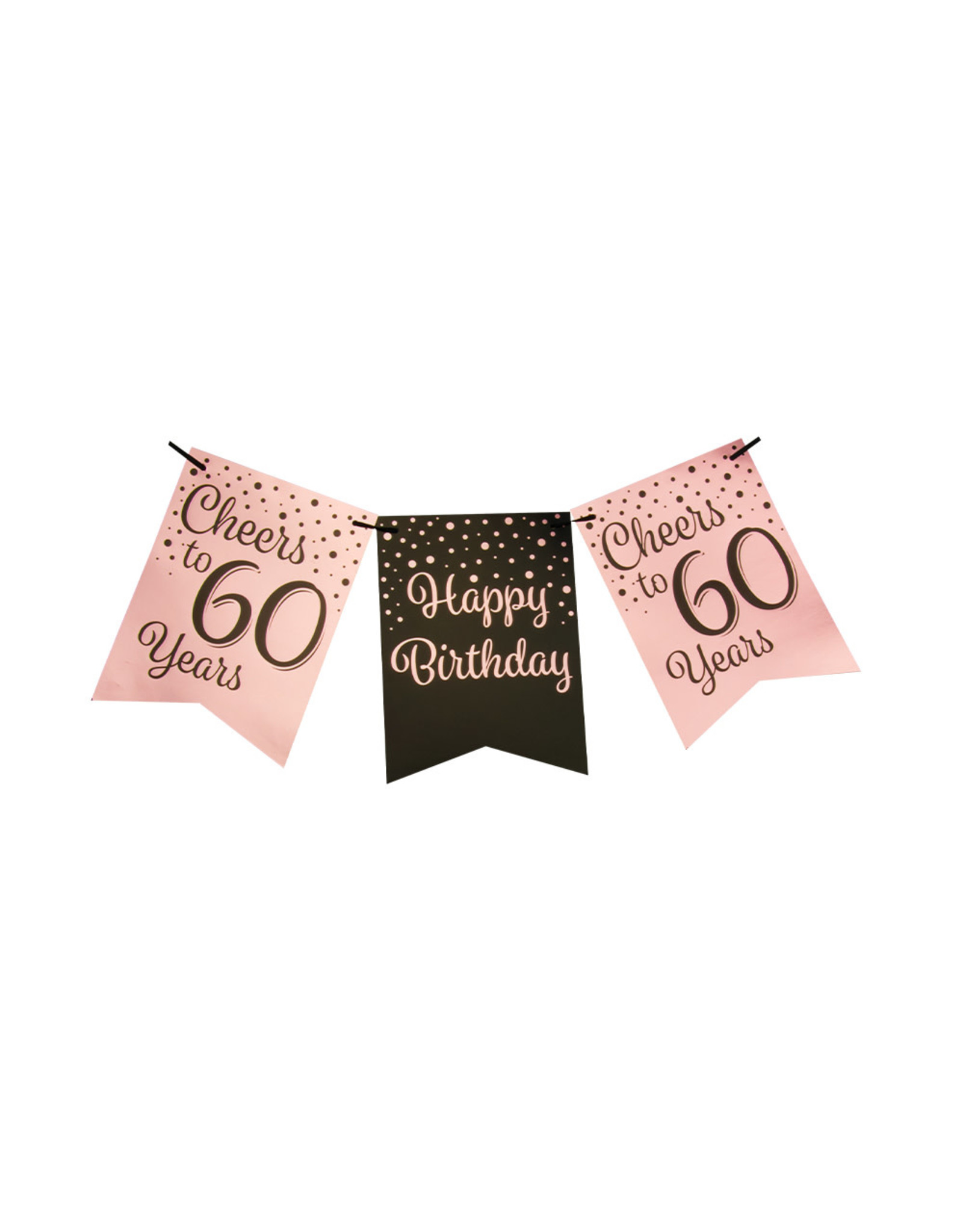 Party flag banner rose gold/black cheers to 60 years 6 meter