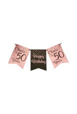 Party flag banner rose gold/black cheers to 50 years 6 meter