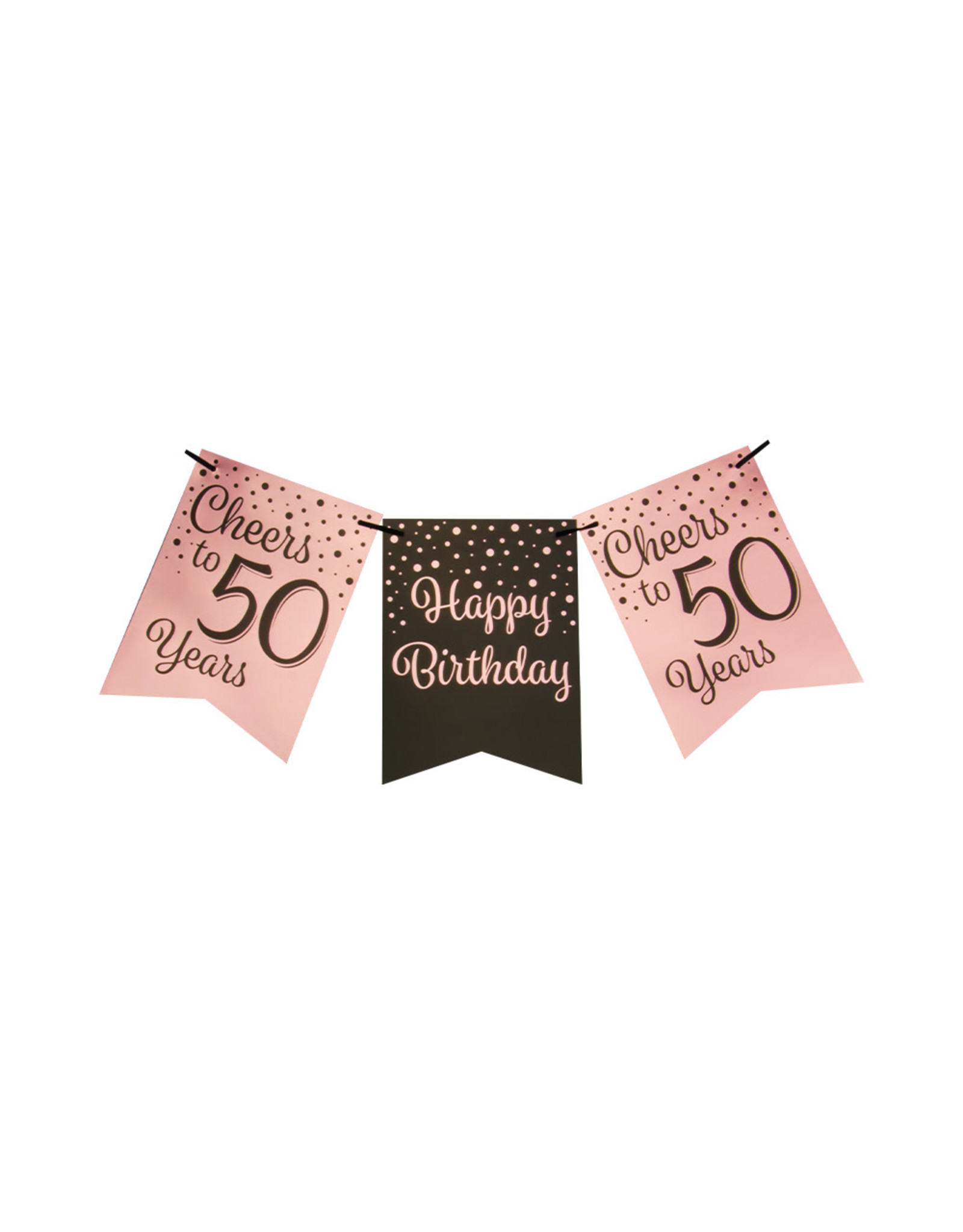 Party flag banner rose gold/black cheers to 50 years 6 meter