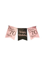 Party flag banner rose gold/black cheers to 70 years 6 meter