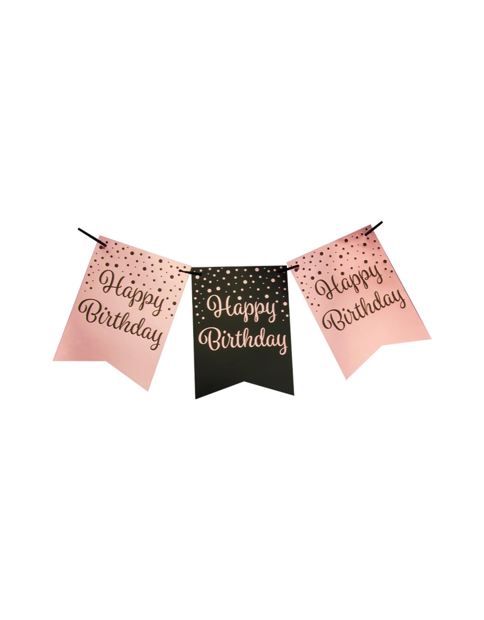 Party flag banner rose gold/black happy birthday 6 meter