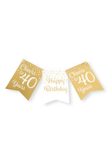 Party flag banner gold & white cheers to 40 years 6 meter