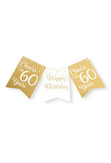 Party flag banner gold & white cheers to 60 years 6 meter