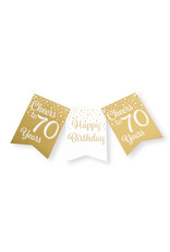 Party flag banner gold & white cheers to 70 years 6 meter