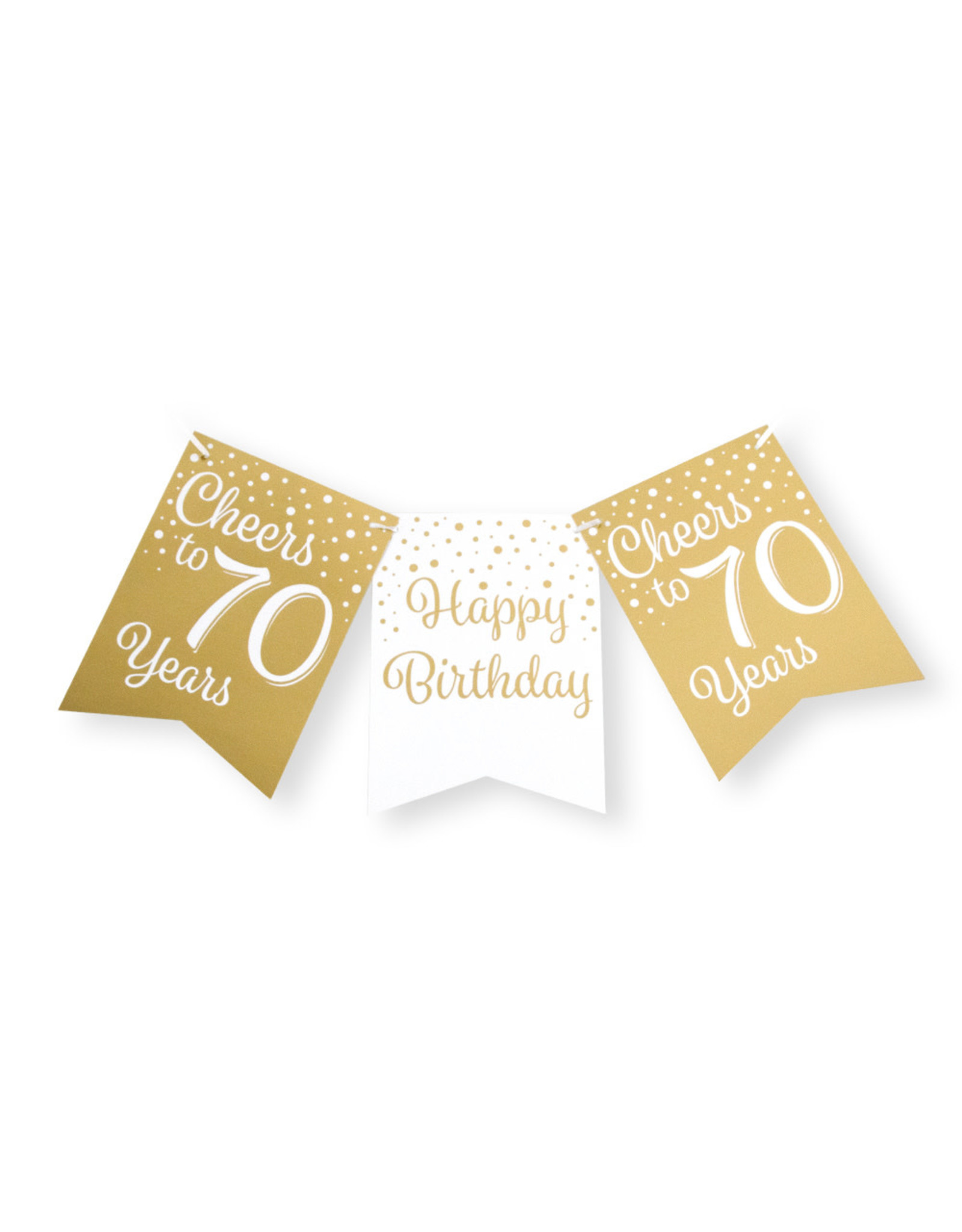 Party flag banner gold & white cheers to 70 years 6 meter