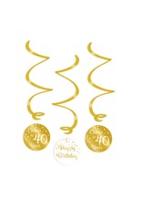 Swirl decorations gold & white cheers to 40 years 3-delig