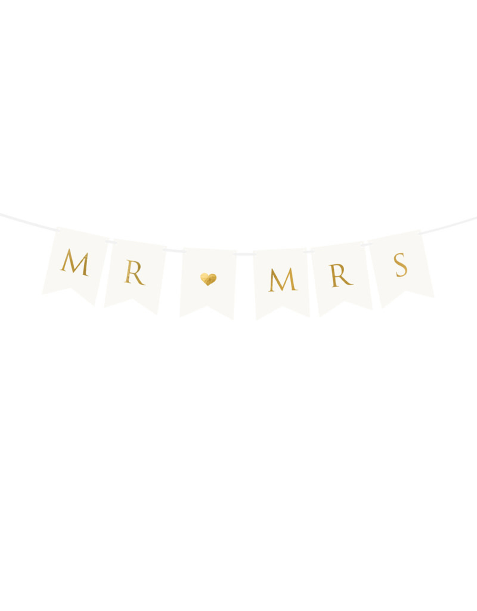 Mr & Mrs letter banner wit met gouden opdruk
