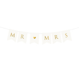 Mr & Mrs letter banner wit met gouden opdruk