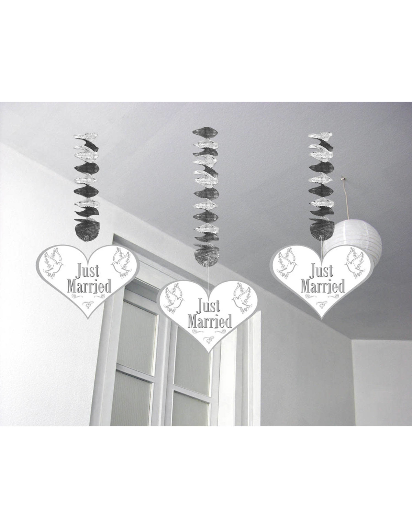 Hangdecoratie Just Married 3 stuks