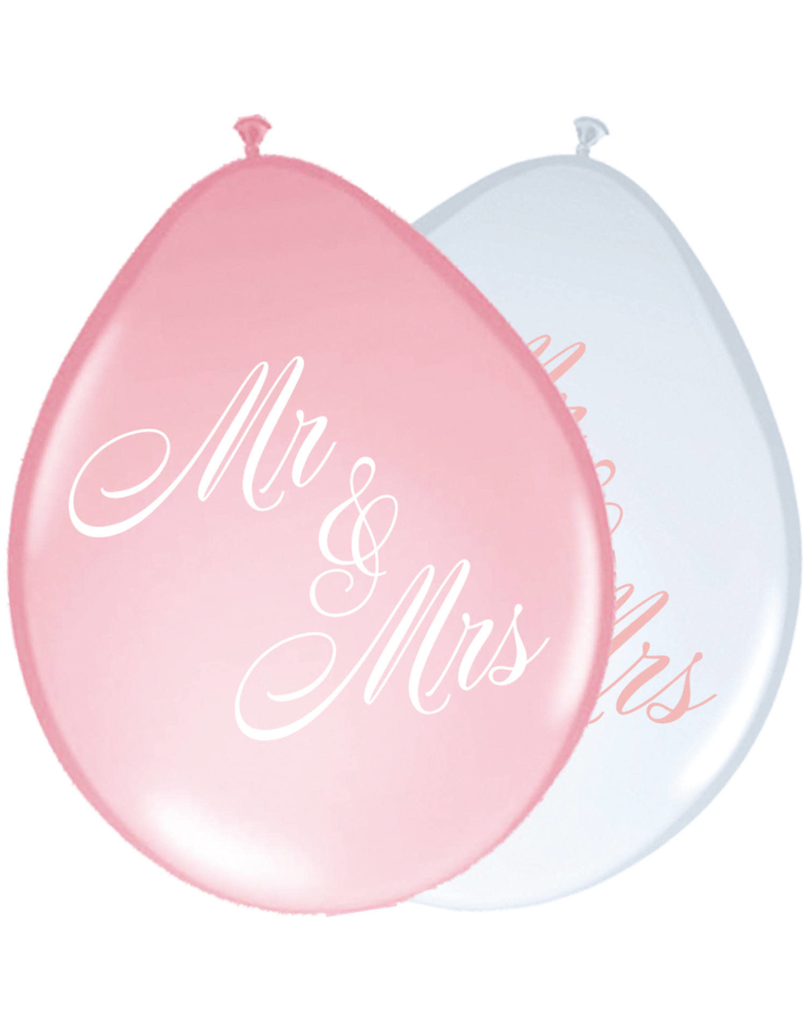 Latex ballonnen mr & mrs 8 stuks wit/roze