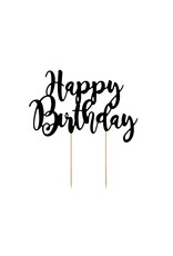 Cake topper Happy Birthday zwart 1 stuk