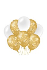 Gold & White latex ballonnen 40 jaar 8 stuks
