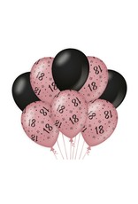 Black & Rose gold latex ballonnen 18 jaar 8 stuks