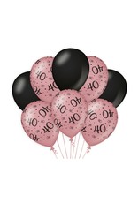 Black & Rose gold latex ballonnen 40 jaar 8 stuks