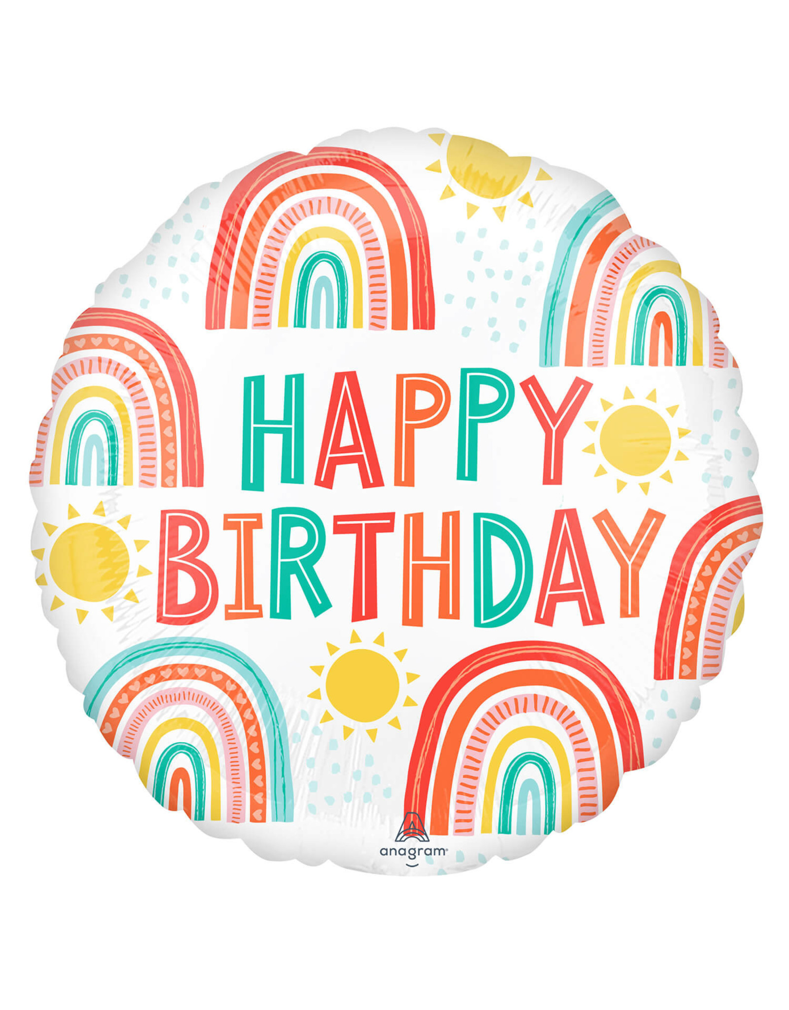 Folieballon retro rainbow happy birthday 43 cm