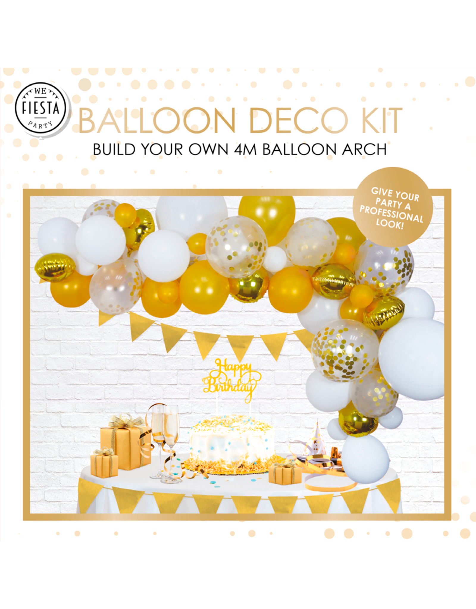 Ballonnenboogset DIY goud/wit 4 meter