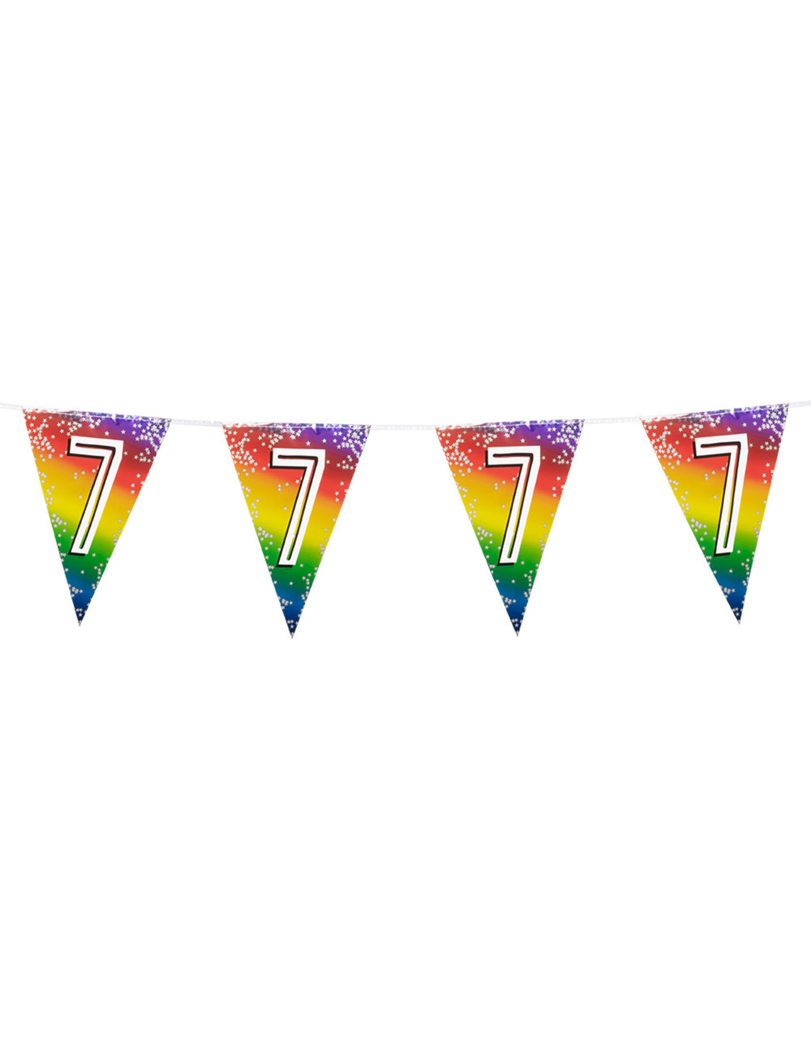 Vlaggenlijn metallic rainbow 7 jaar 6 meter
